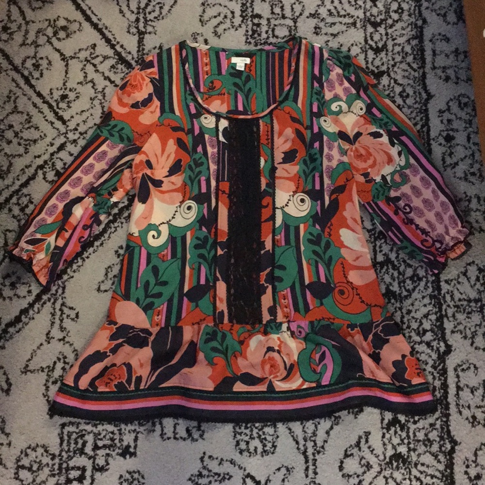 Anthropologie Silky Printed Tunic
